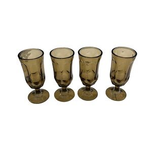 Vintage Tawny  Brown Glass Goblets Set